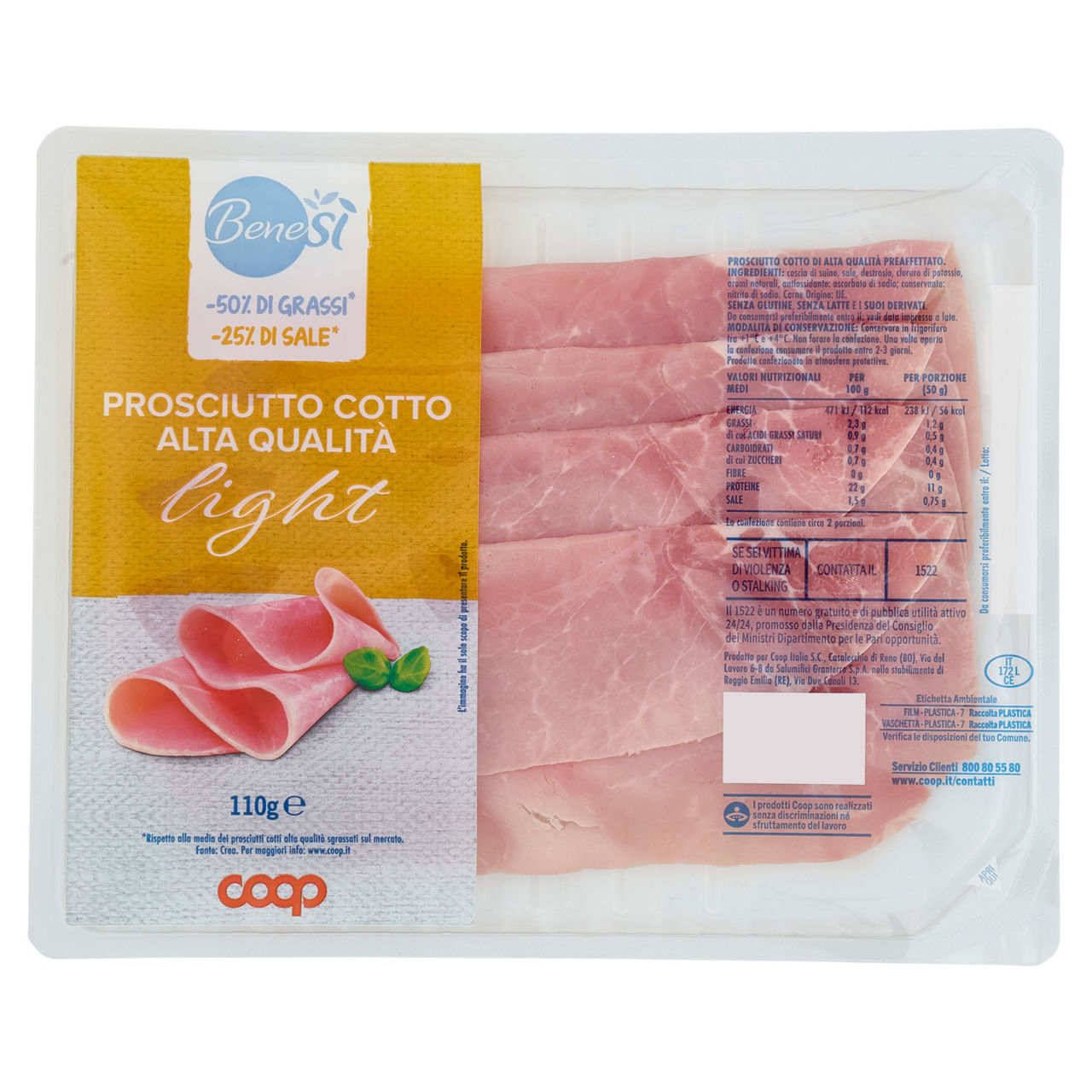 Prosciutto cotto di alta qualità affettato 110 gr - Immagine 01