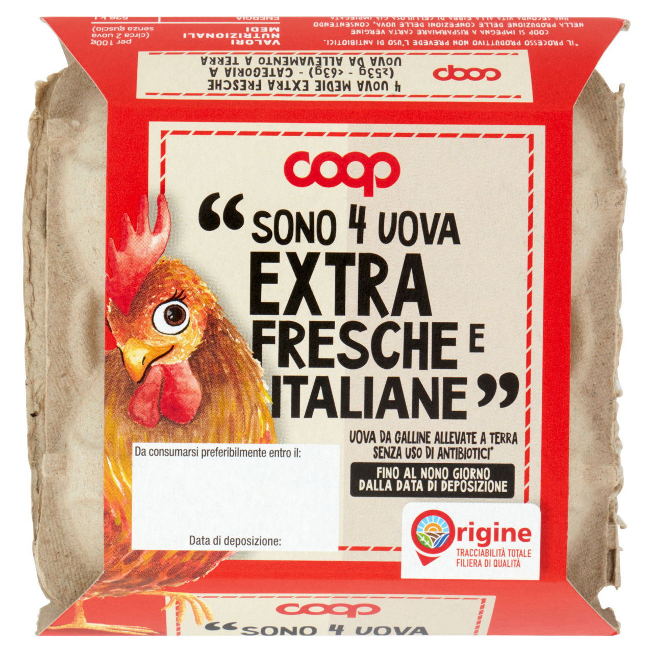 Uova medie extra fresche da allevamento a terra senza uso di antibiotici 4 pz