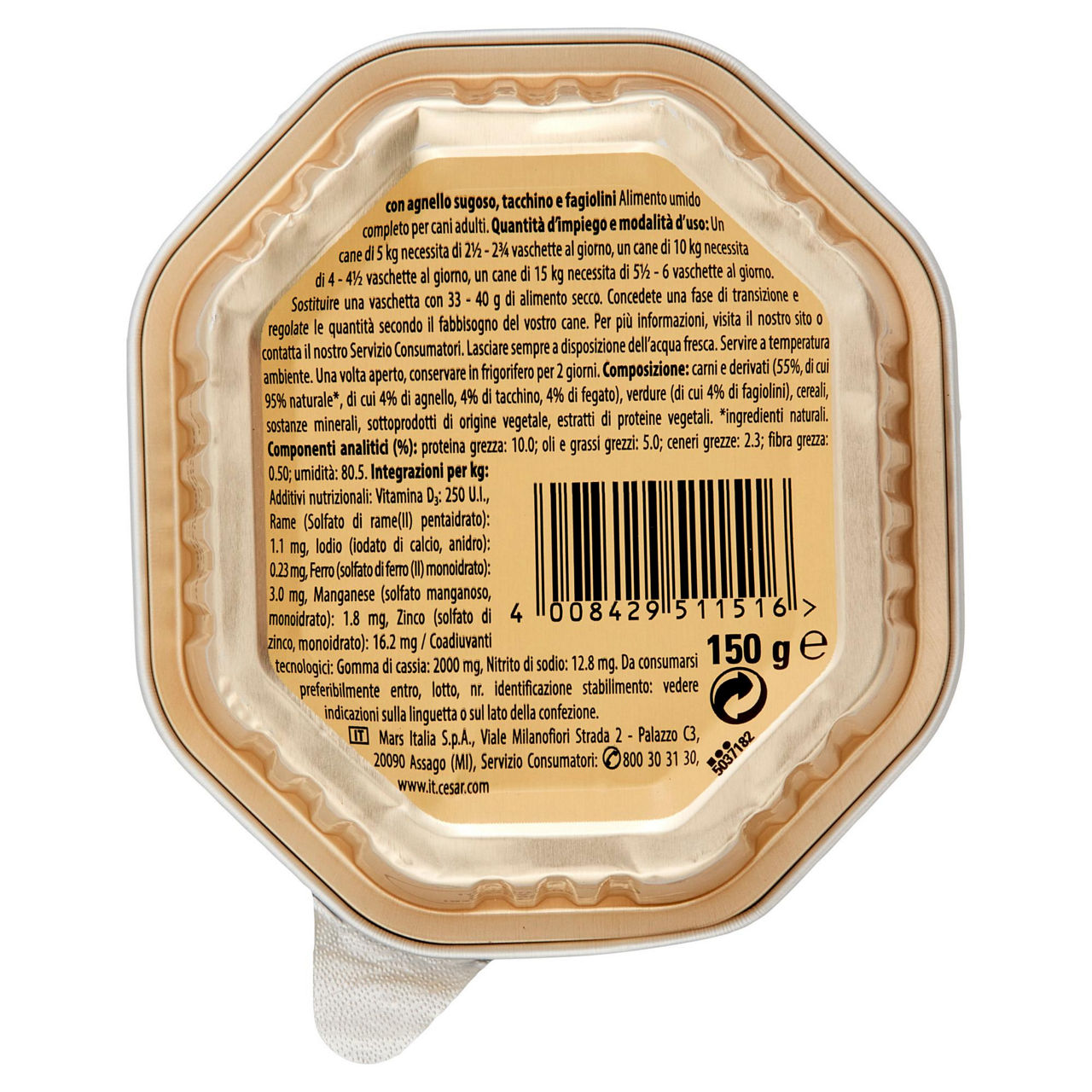 Umido per cani paté con agnello tacchino e fagiolini 150 gr - Immagine 41