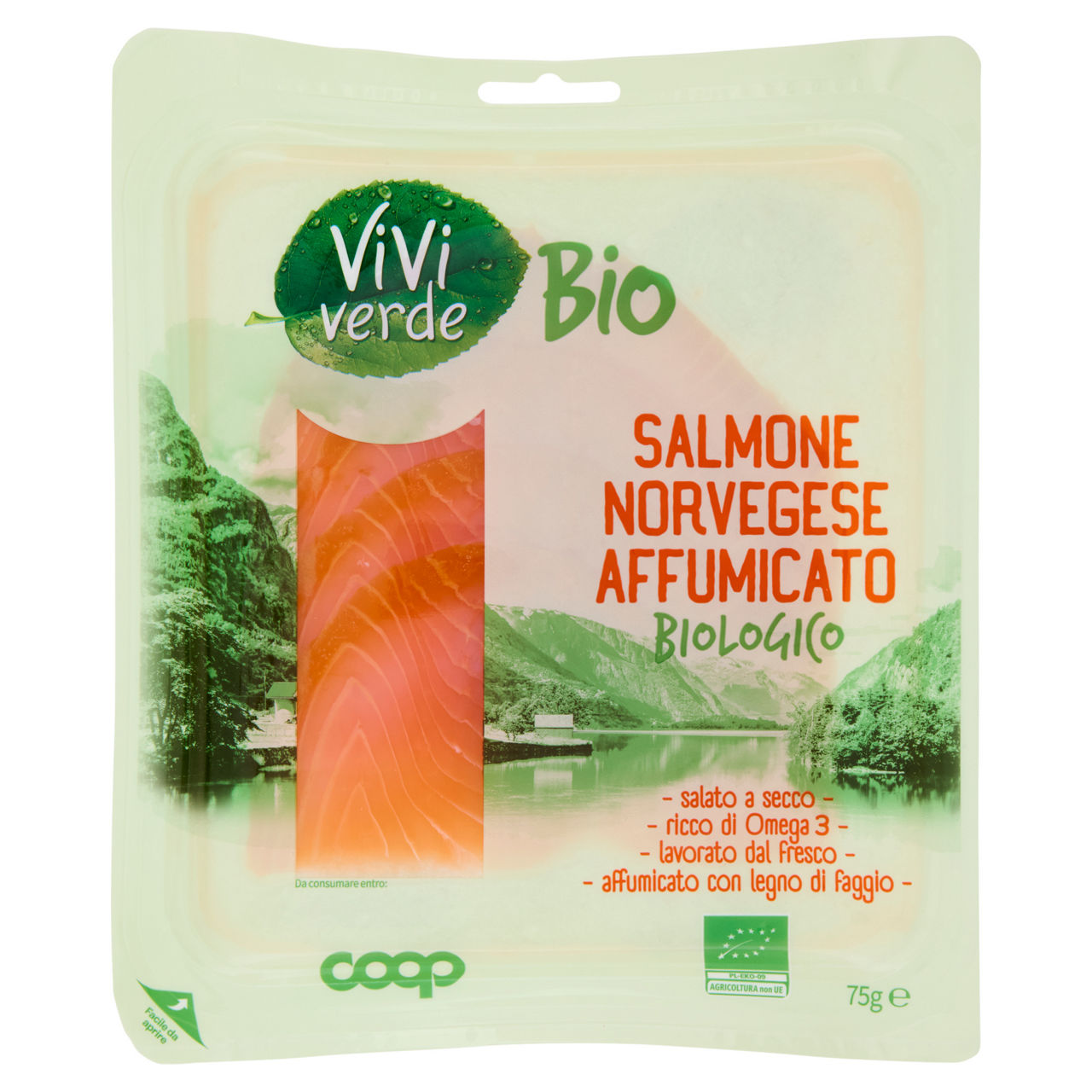 Salmone Norvegese affumicato bio 75 gr