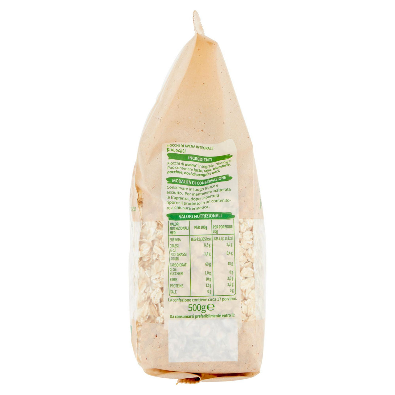 Fiocchi d'avena integrali biologico vivi verde 500g - Immagine 21