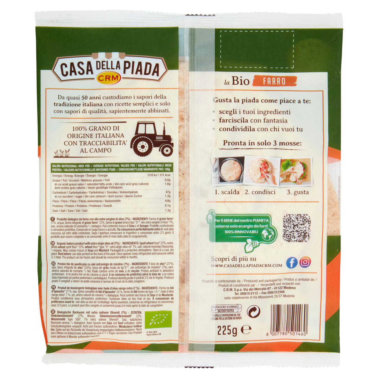 Piadina di farro bio casa della piada crm busta g 225 - Immagine 51