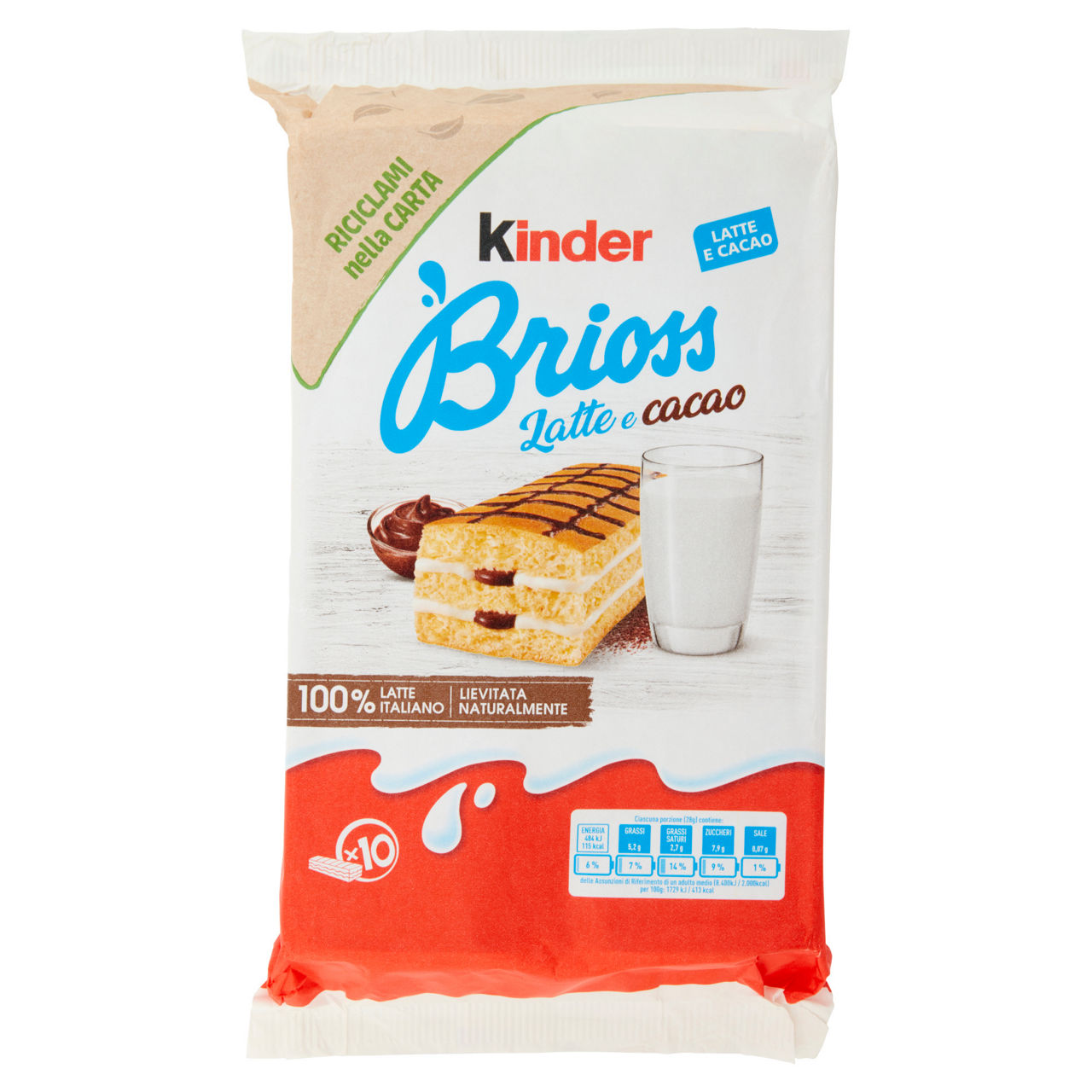 Merendine Brioss latte e cacao 10 pz 280 gr