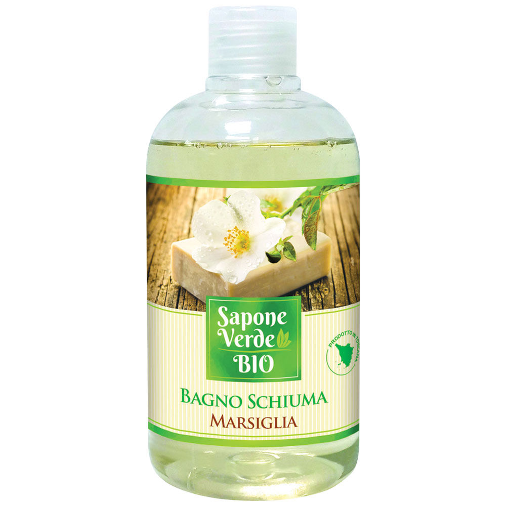 Bagno schiuma biologico sapone verde marsiglia 500 ml - Immagine 01