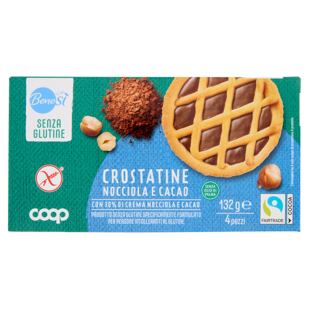 Crostatine senza glutine nocciola e cacao bene si' coop g 132 (g4 x 33) - Immagine 01