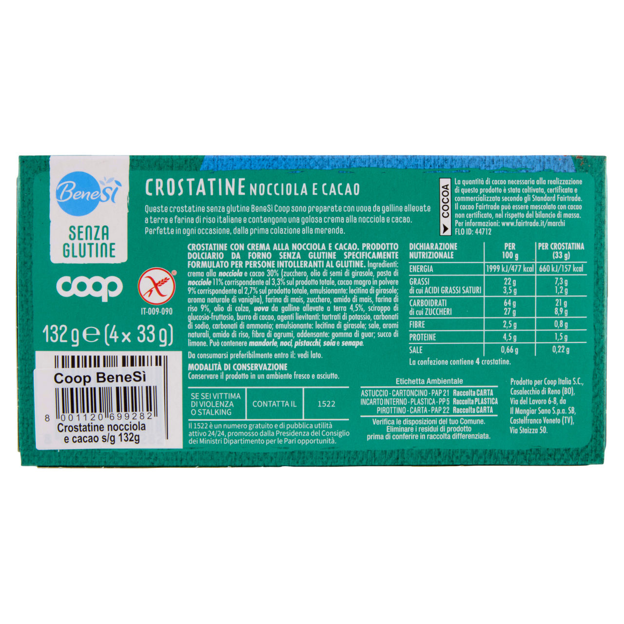 Crostatine senza glutine nocciola e cacao bene si' coop g 132 (g4 x 33) - Immagine 31