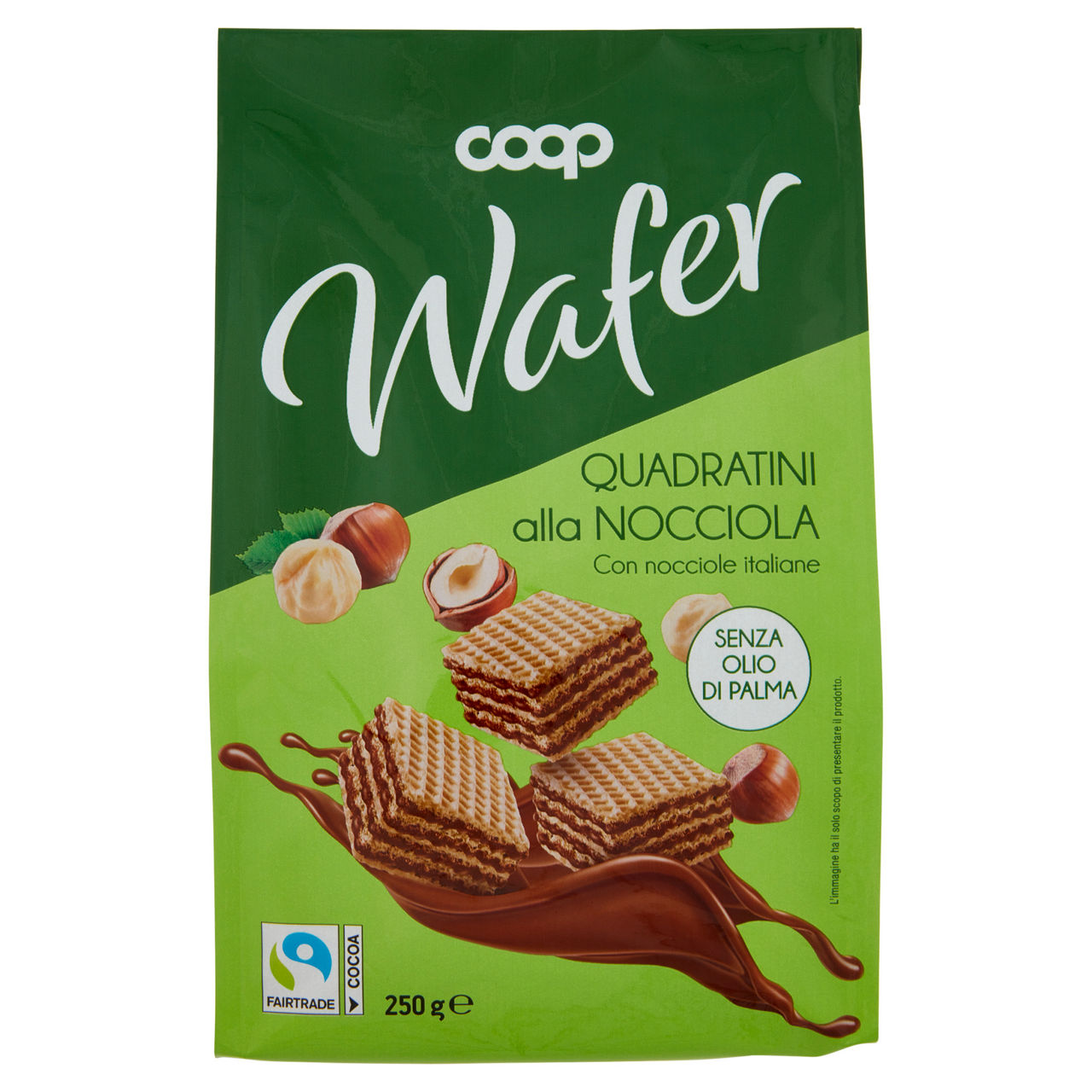 Wafer quadratini con crema alla nocciola 250 gr - Immagine 01