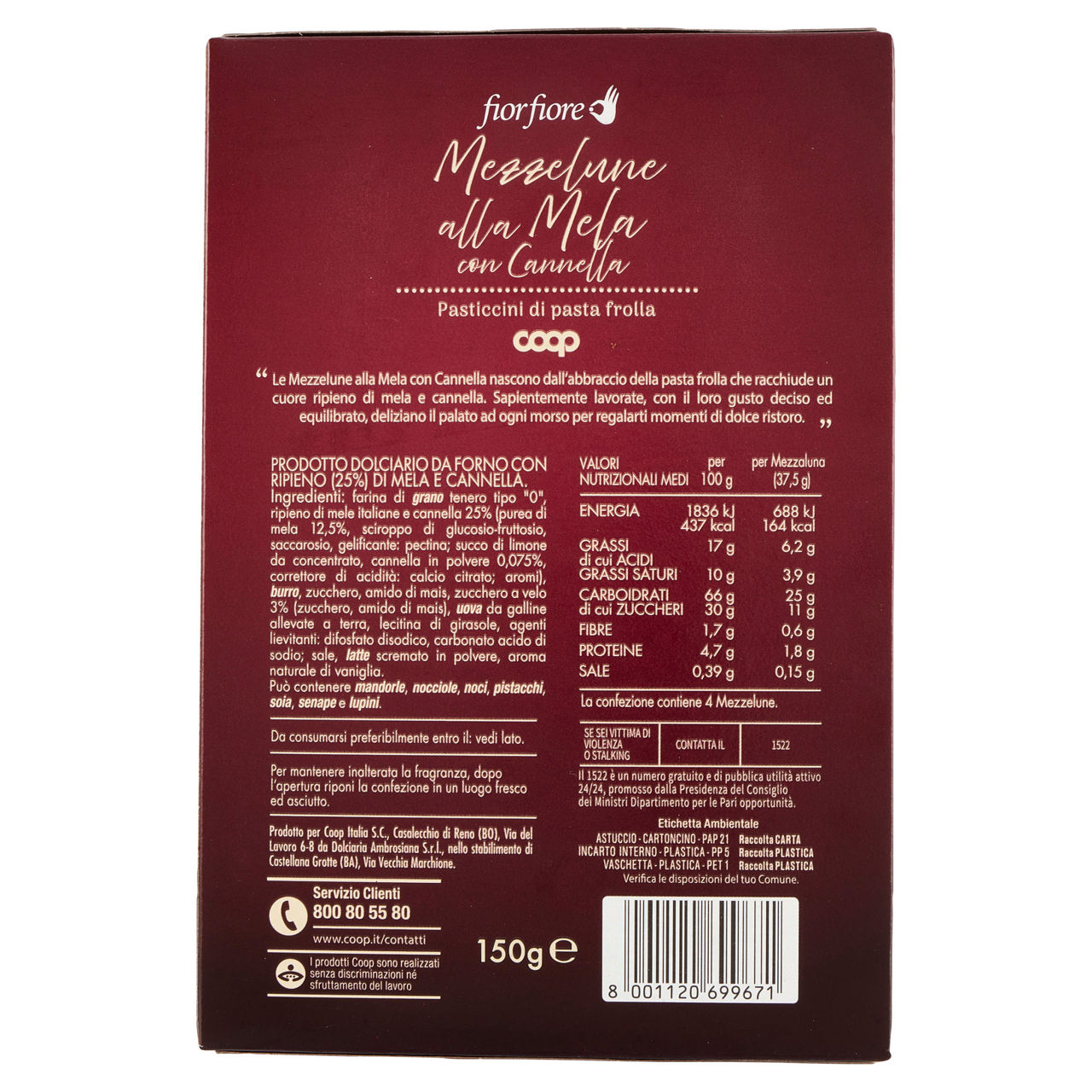 Pasticcini di pasta frolla mezzelune alla mela con cannella 15 gr - Immagine 41
