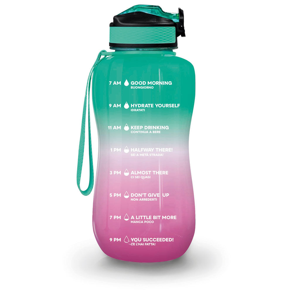 Borraccia motivazionale rosa e verde 2,2 lt