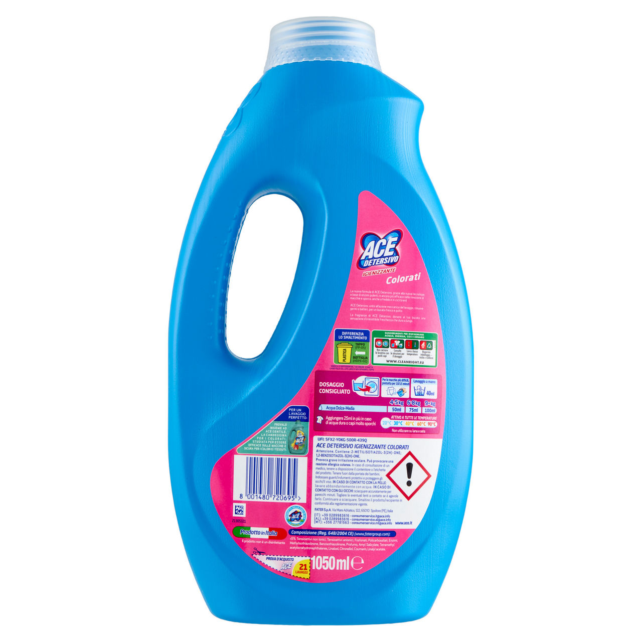 Detersivo lavatrice liquido ace colorati igienizzante 21lav l 1,05 - Immagine 21