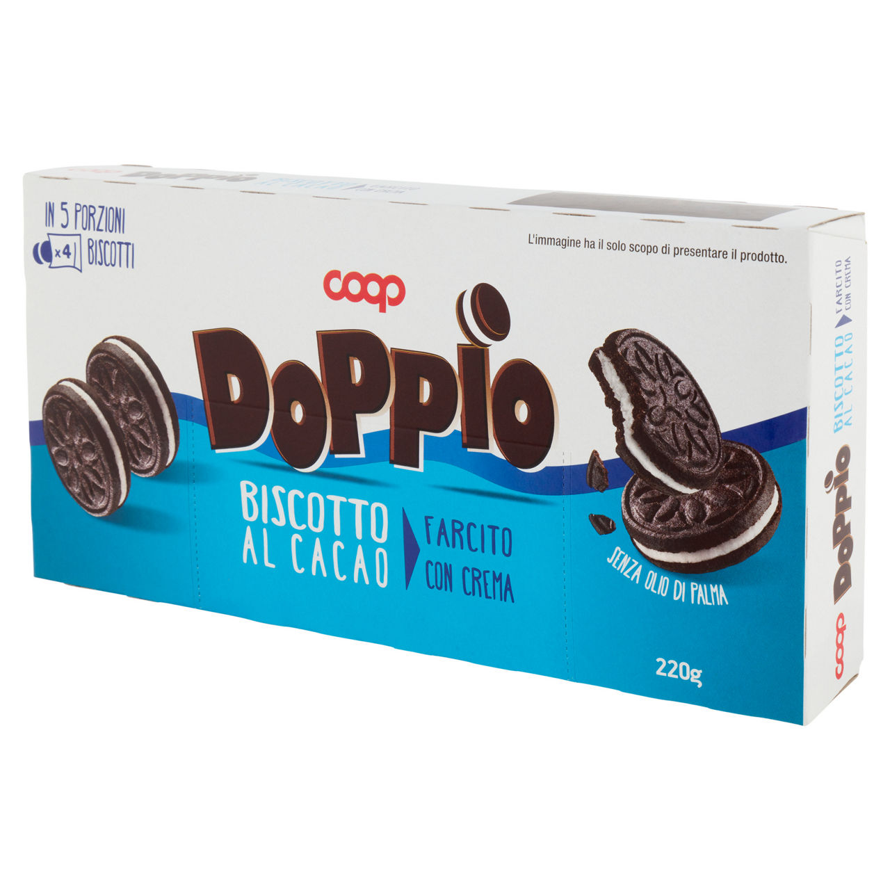 Doppio biscotto al cacao farcito di crema coop g 220 multipack no palma - Immagine 21