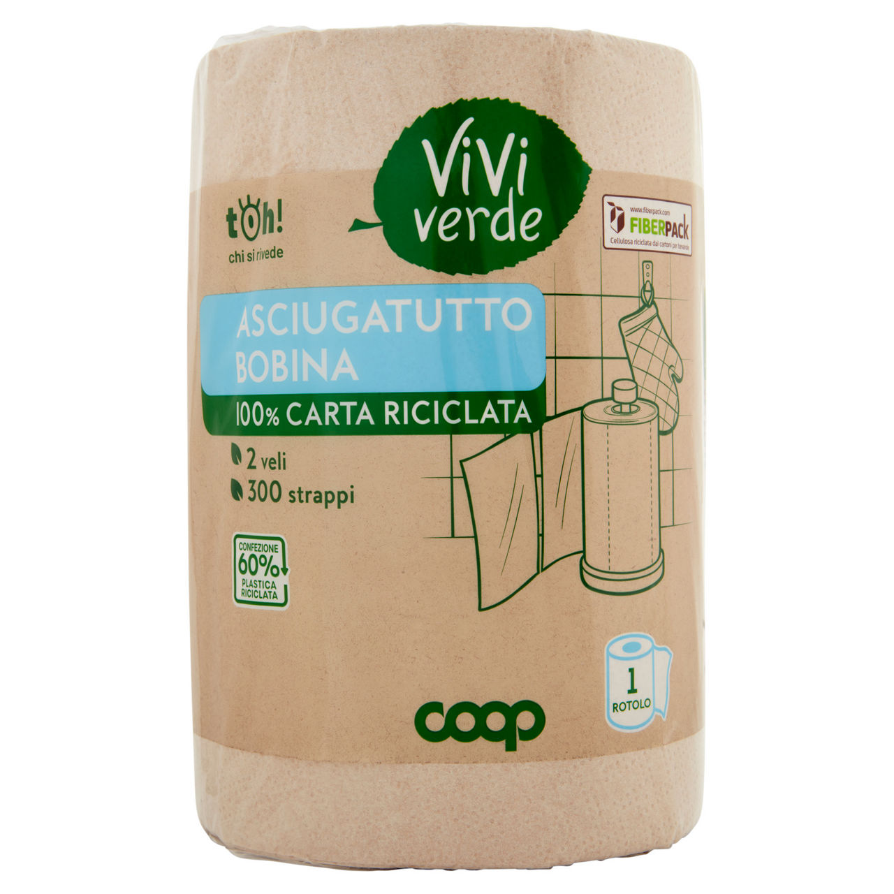 Asciugatutto bobina coop vivi verde 2veli 300 strappi fsc ecolabel pz.1 - Immagine 01