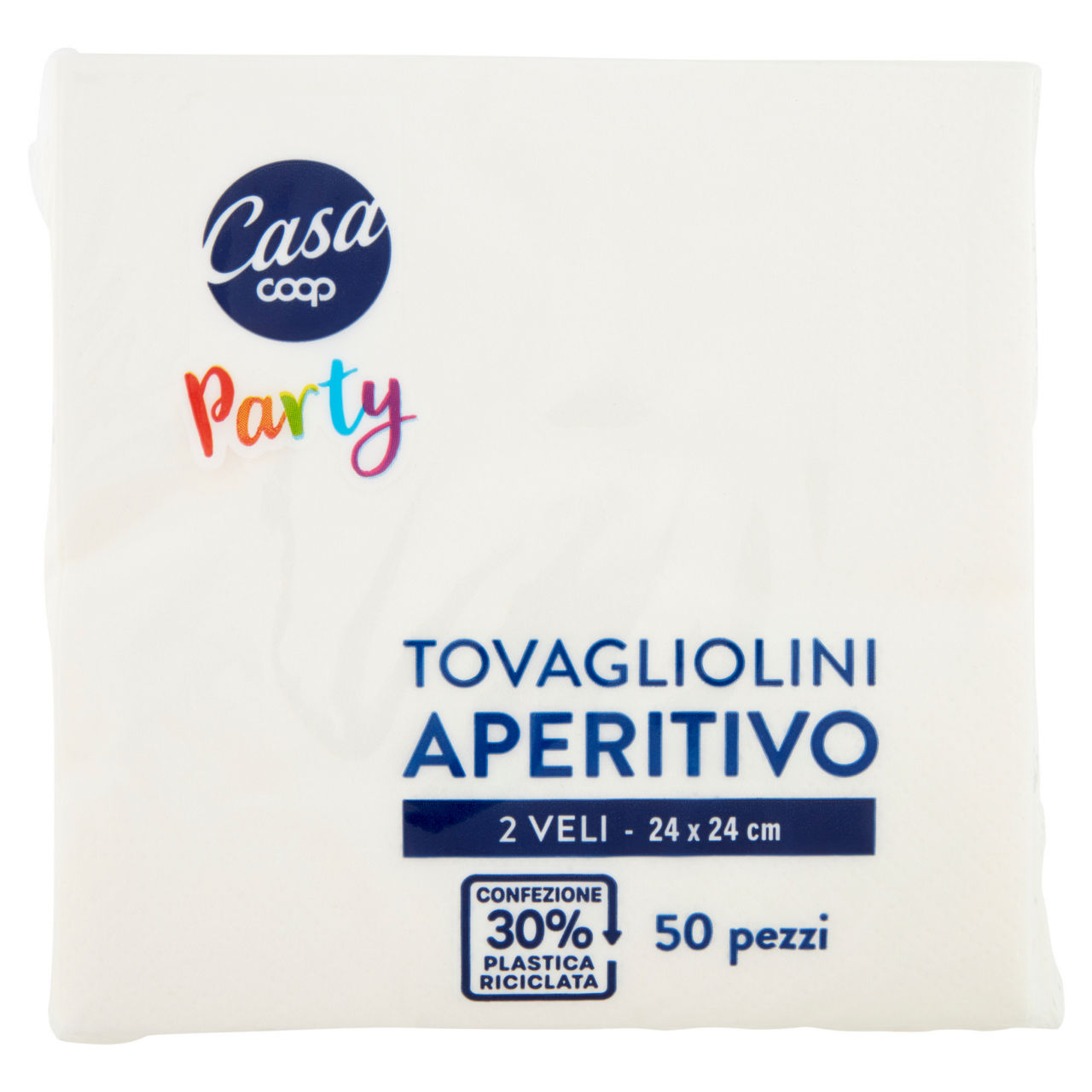 Tovagliolini aperitivo coop casa 2 veli bianco 24x24cm fsc pz. 50 - Immagine 01