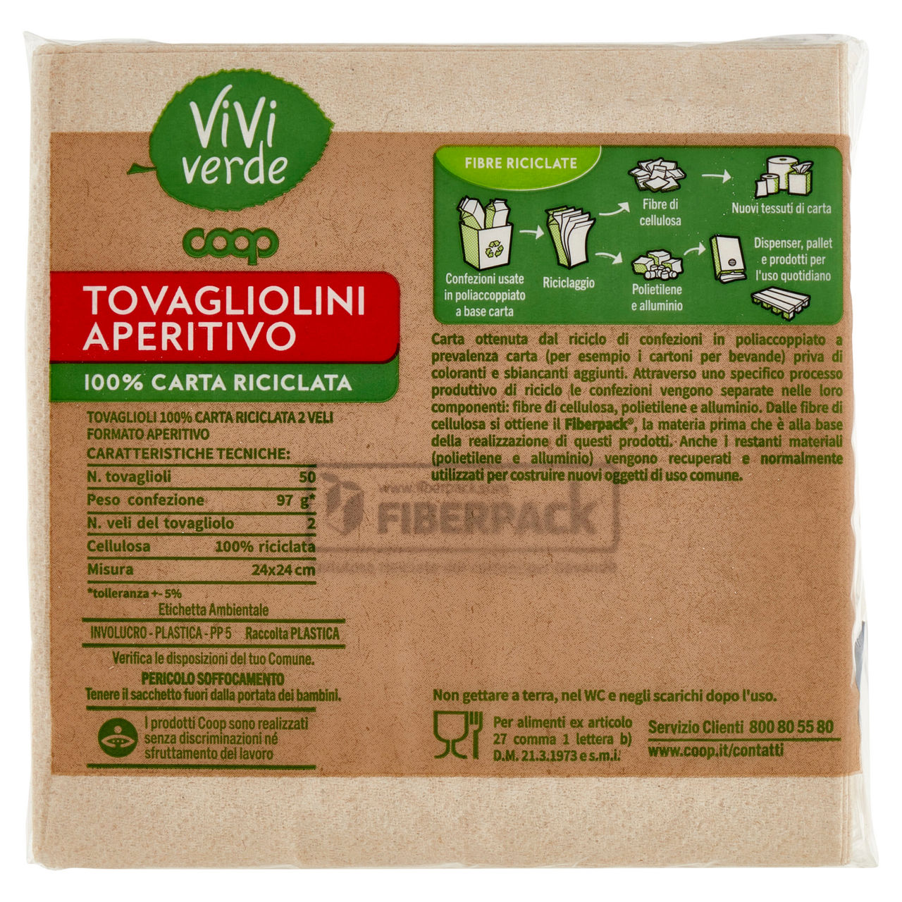 Tovagliolini aperitivo coop vivi verde 2 veli 24x24cm ecolabel fsc pz.50 - Immagine 61