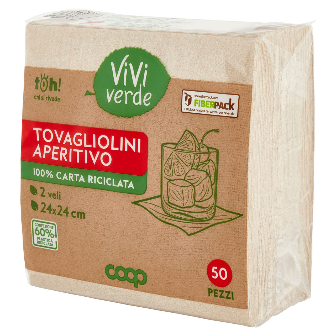 Tovagliolini aperitivo coop vivi verde 2 veli 24x24cm ecolabel fsc pz.50 - Immagine 11