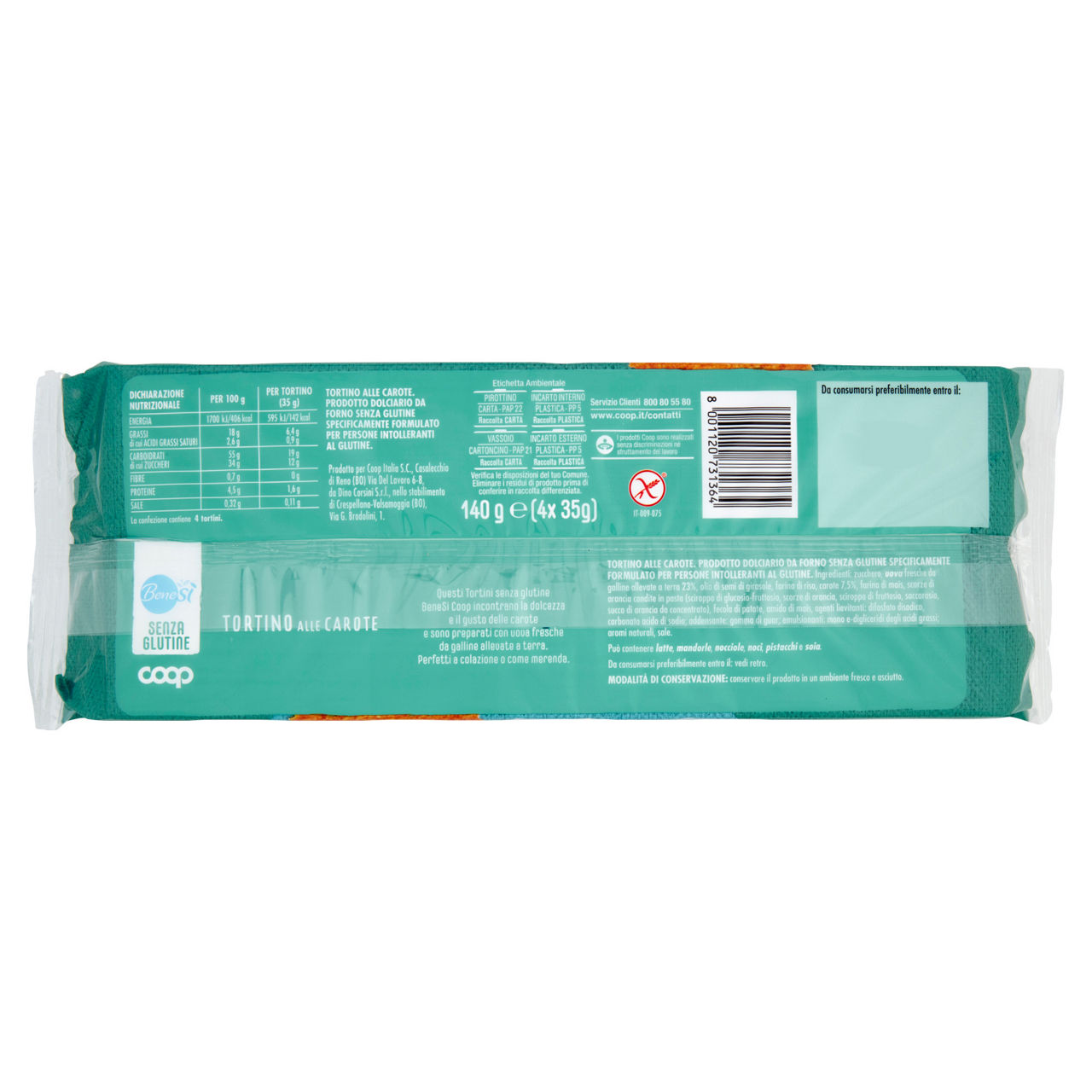 Tortino alle carote senza glutine benesi' coop g4x35 g 140 - Immagine 51