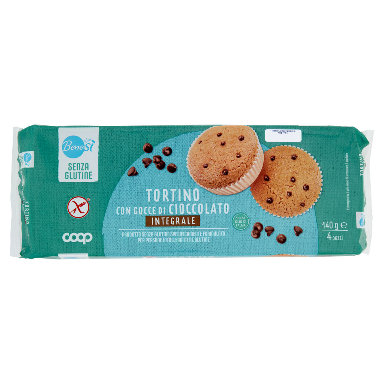 Tortino senza glutine integrale con gocce cioccolato benesì coop (g4x35) g 140 - Immagine 01