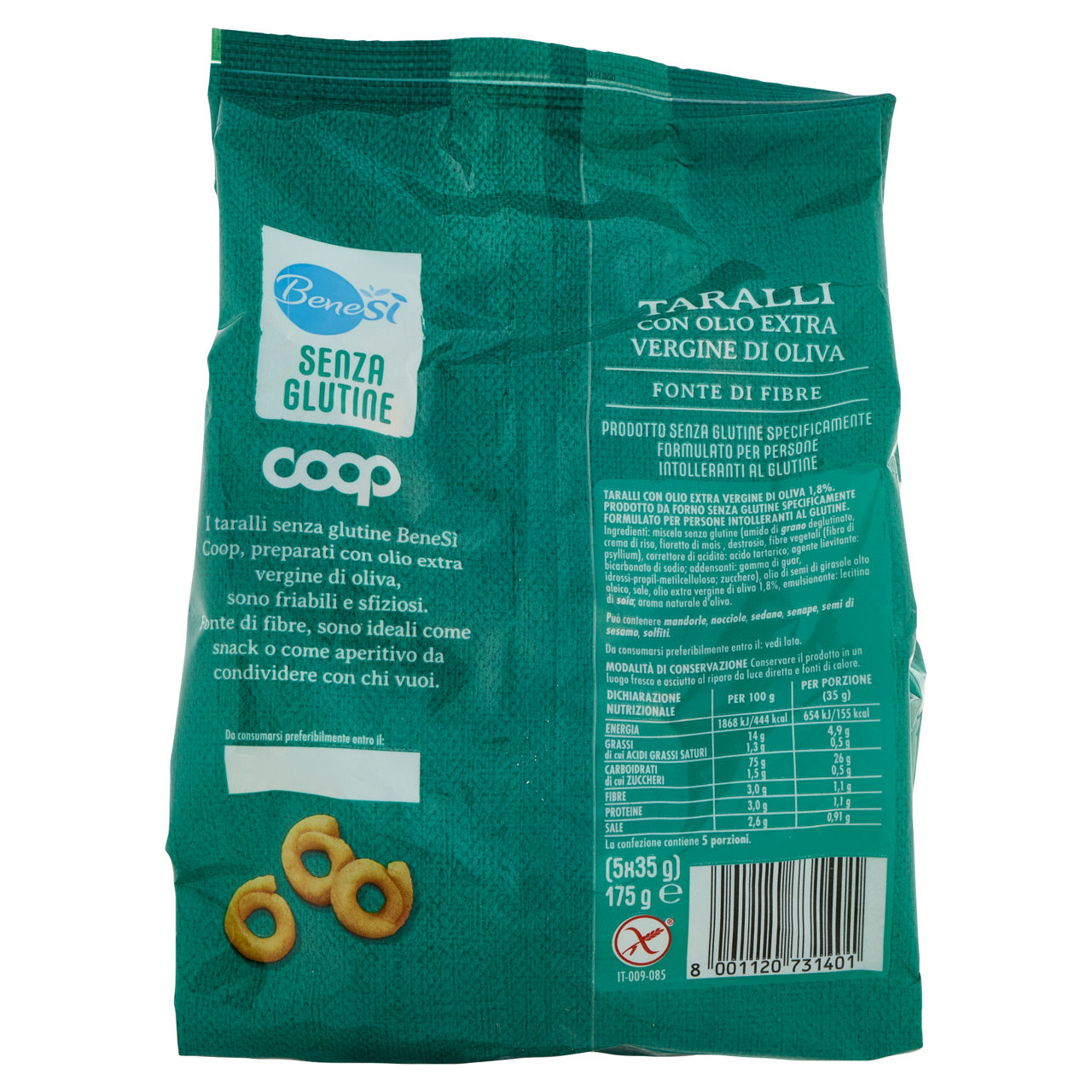 Taralli in buste monoporzioni senza glutine bene si' coop g 175 (g5x35) - Immagine 11
