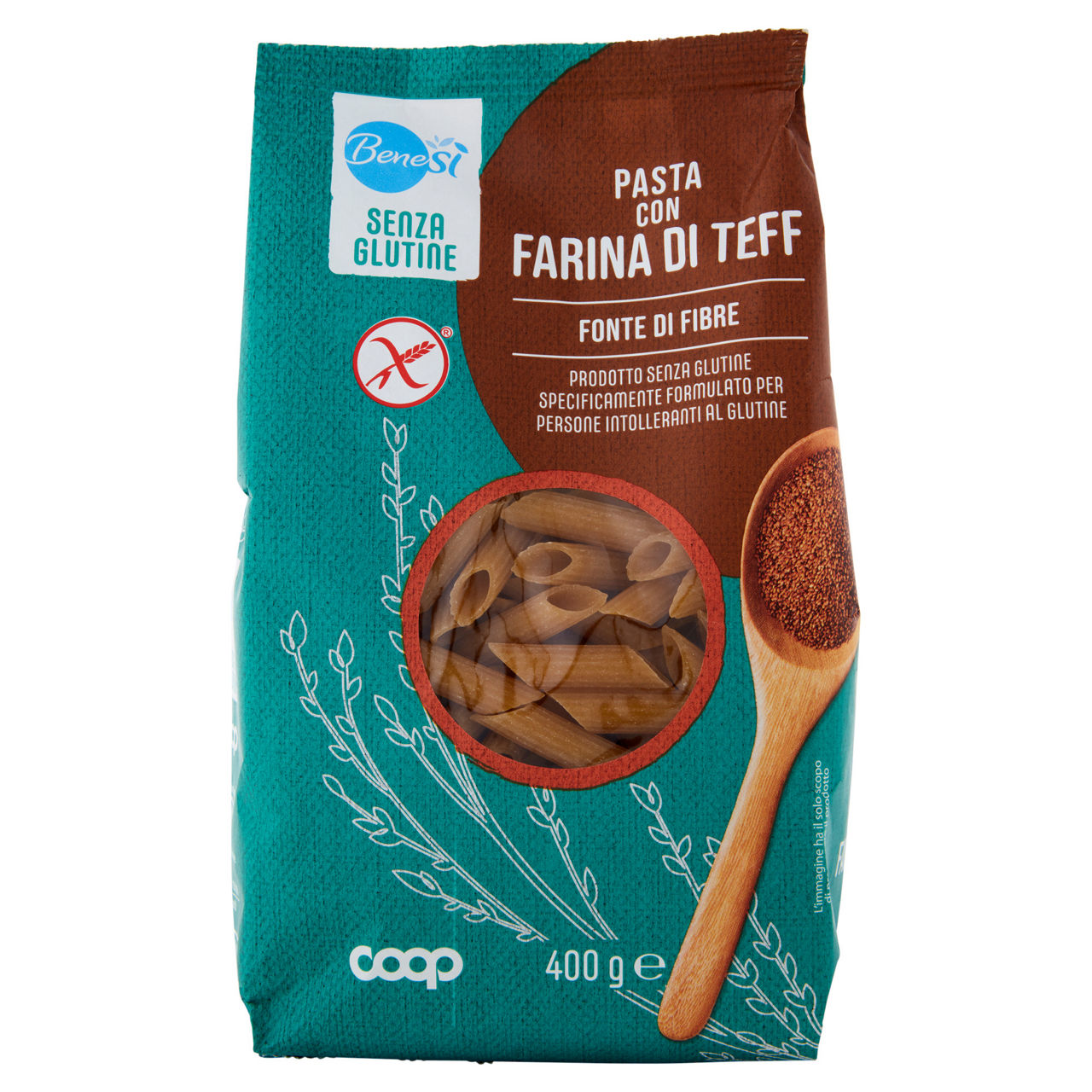 Pasta base teff penne rigate senza glutine bene si' coop g 400 - Immagine 01