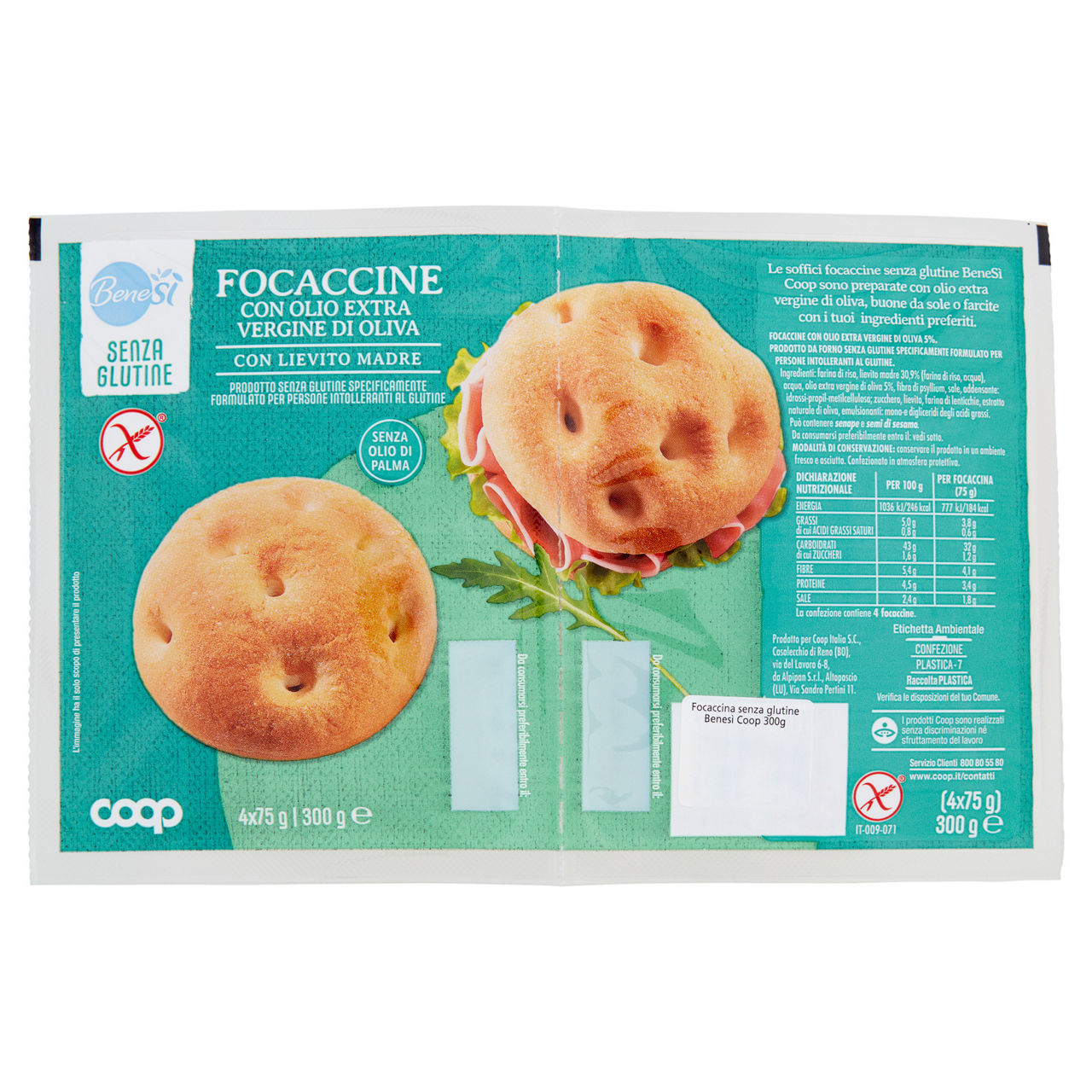 Focaccine con olio extra vergine di oliva senza glutine 4 pz 300 gr