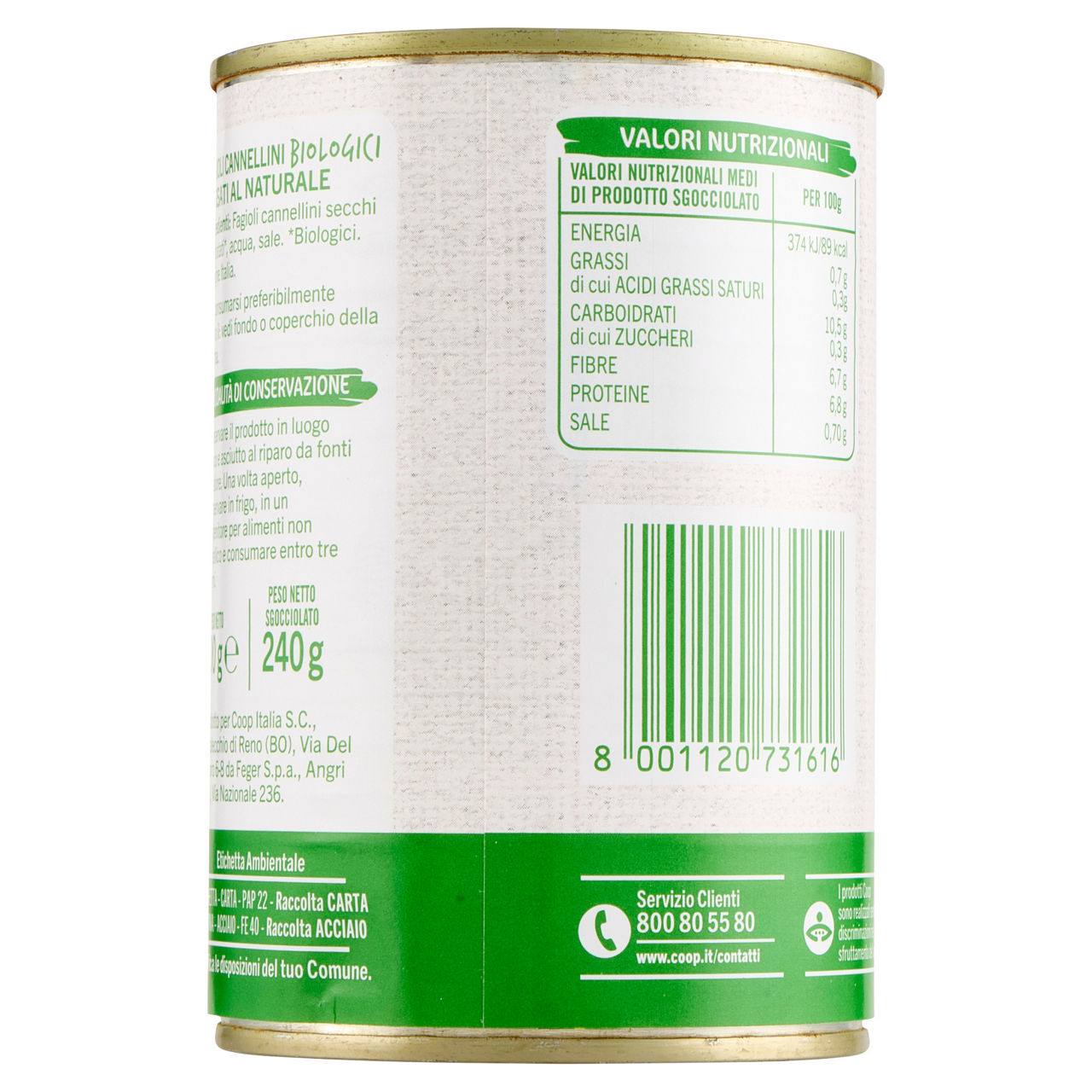 Cannellini bio vivi verde coop lattina g 400 sg g 250 - Immagine 91