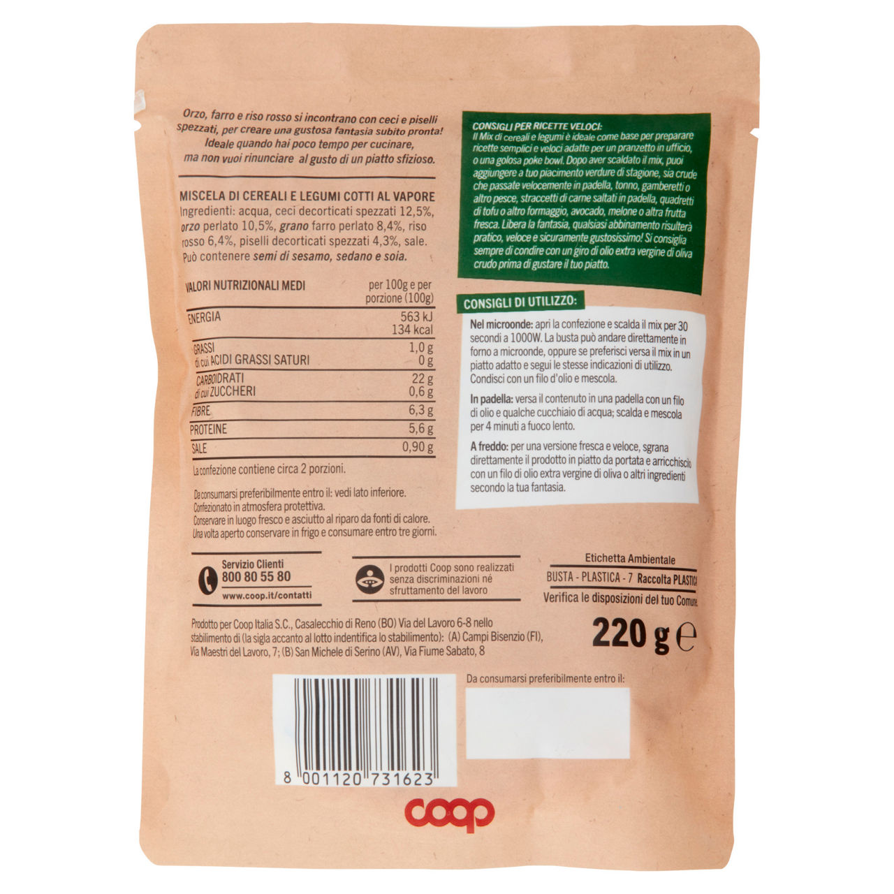 Mix ceci orzo farro riso rosso piselli cotti a vapore coop  g 220 - Immagine 31