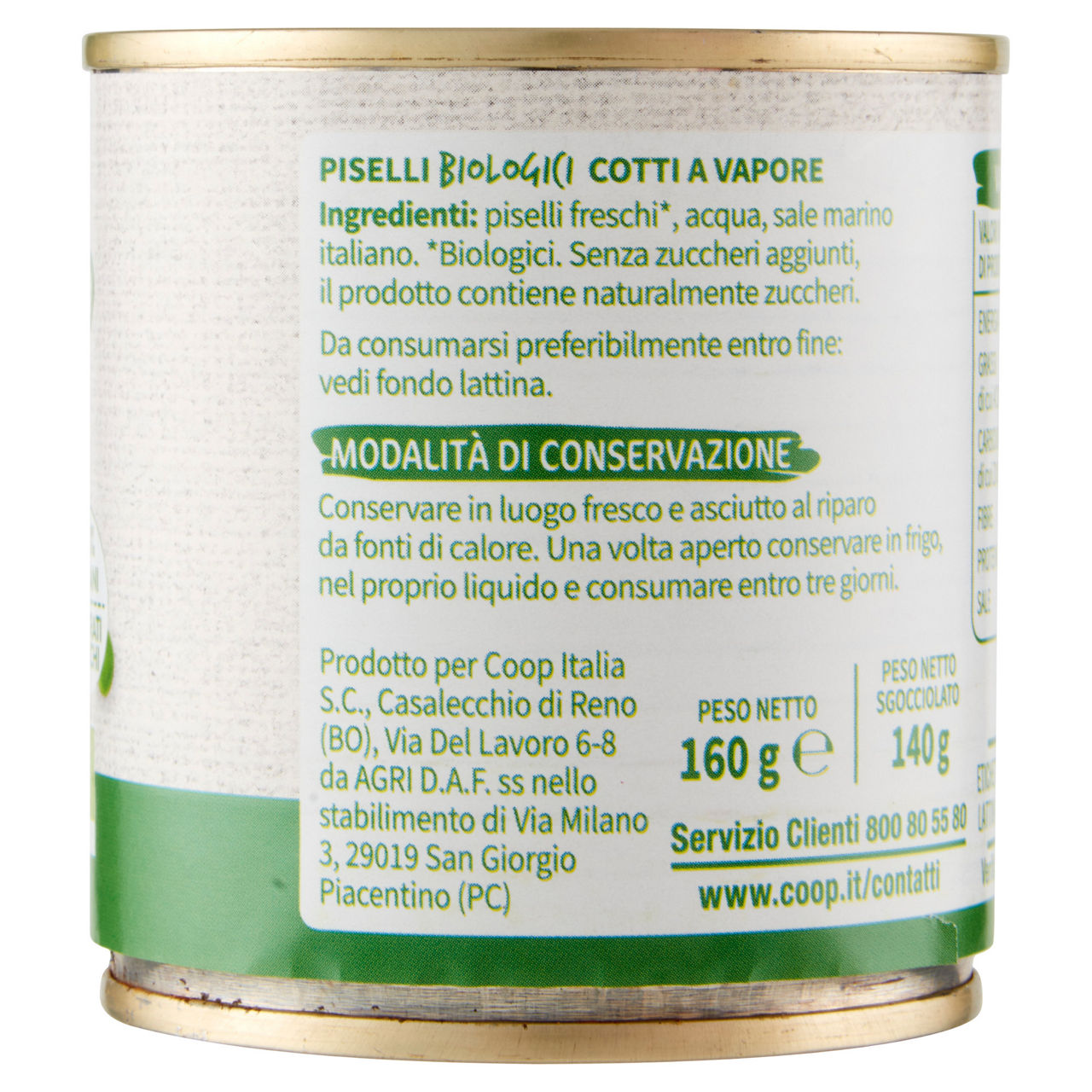 Piselli vivi verde bio coop g 160 peso sgocciolato g140 - Immagine 21