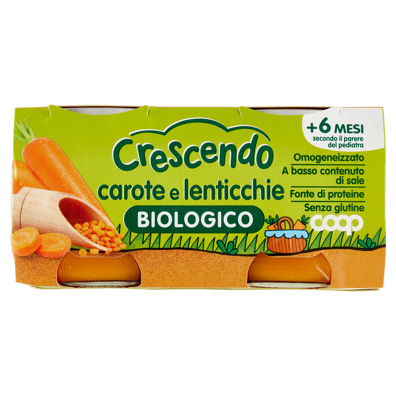 Omogeneizzato legumi carote e lenticchie coop crescendo g80x2