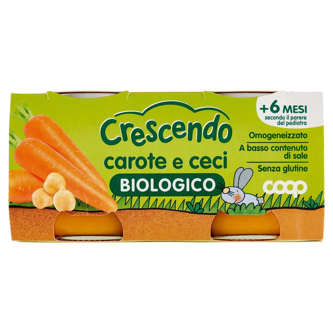 Omogeneizzato legumi ceci e carote coop crescendo g80x2 - Immagine 01