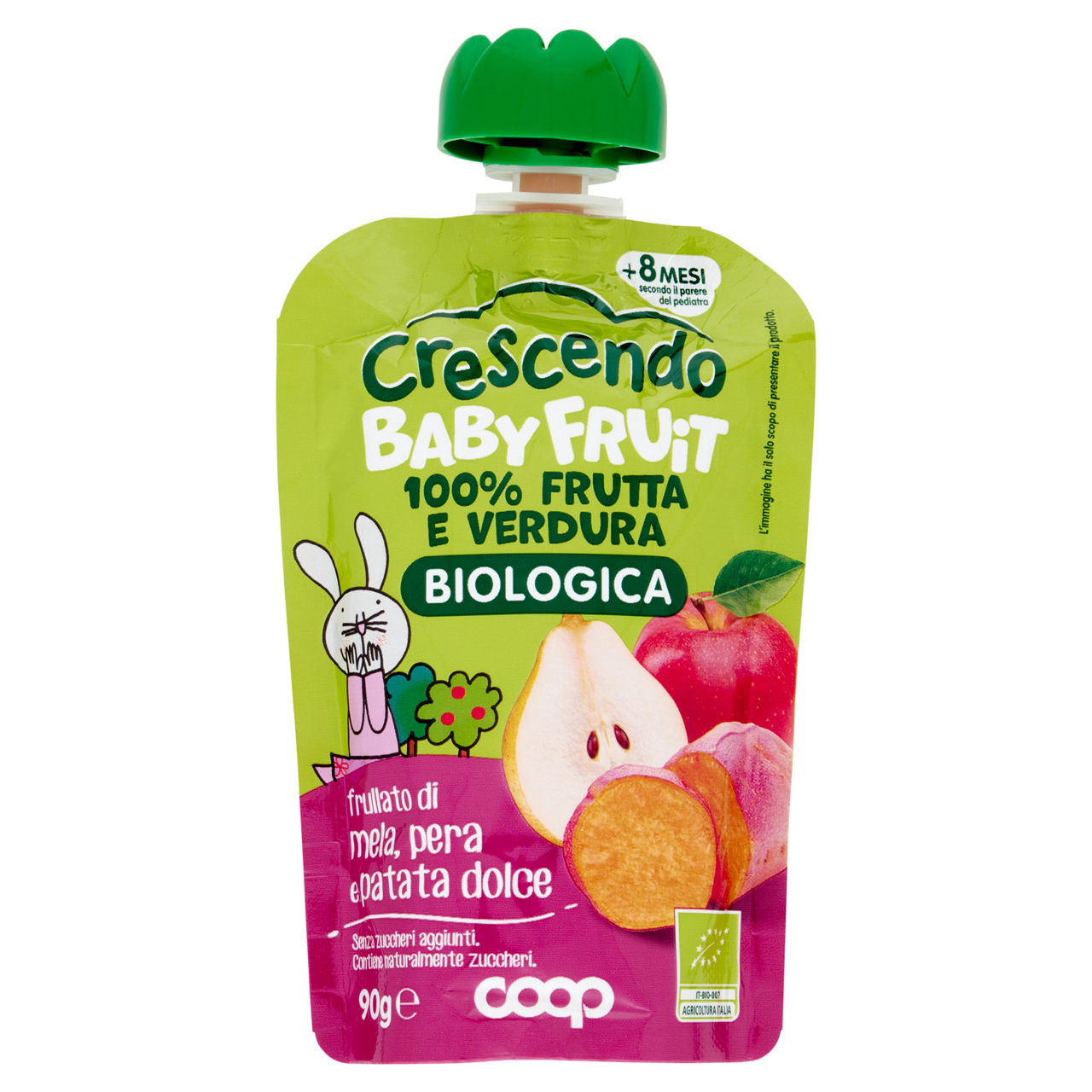 Pouche di frutta e verdura bio di mela pera e patata dolce 90 gr