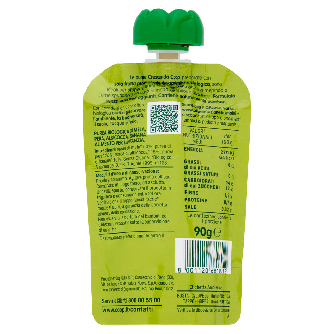 Pouche alla frutta bio di mela pera albicocca e banana 90 gr - Immagine 31