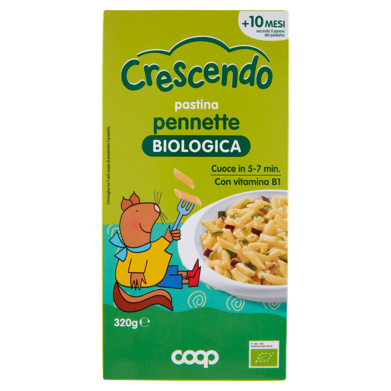 Pastina di semola di grano duro bio pennette coop crescendo g  320 - Immagine 01
