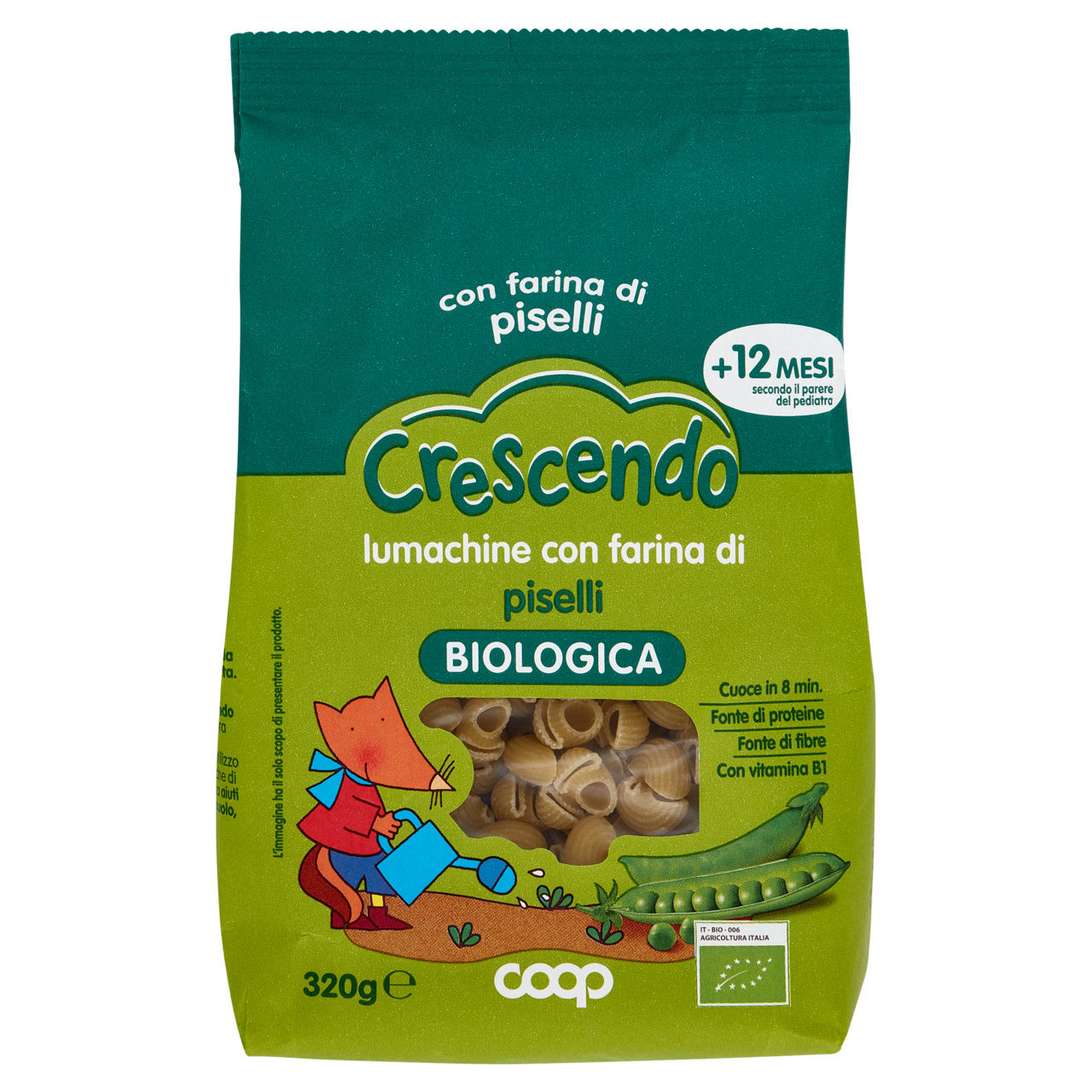 Lumachine con farina di piselli bio coop crescendo g320 - Immagine 01