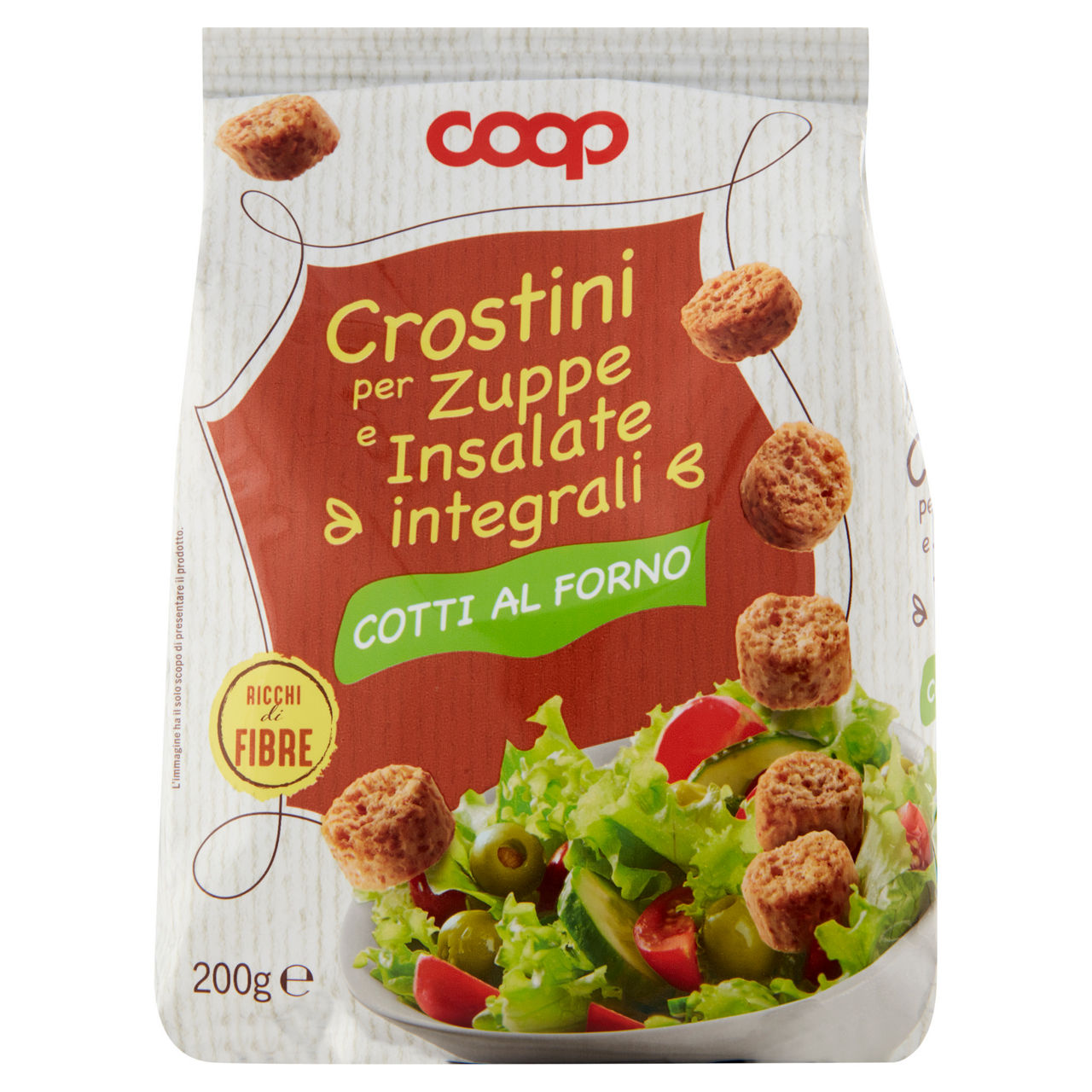 Crostini per zuppe e insalate integrali sacchetto coop g 200 - Immagine 01