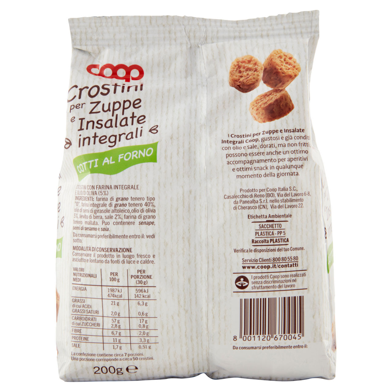 Crostini per zuppe e insalate integrali sacchetto coop g 200 - Immagine 61
