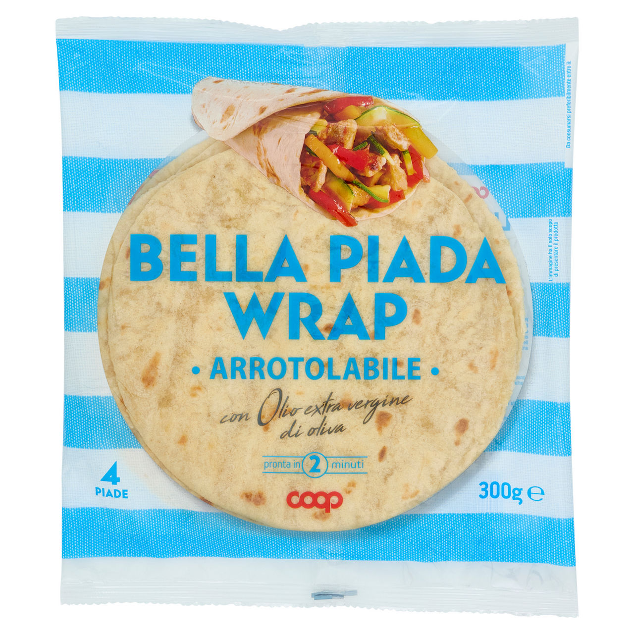 Piadina wrap con olio extravergine d'oliva pz 4 coop flow-pack g 300 - Immagine 01