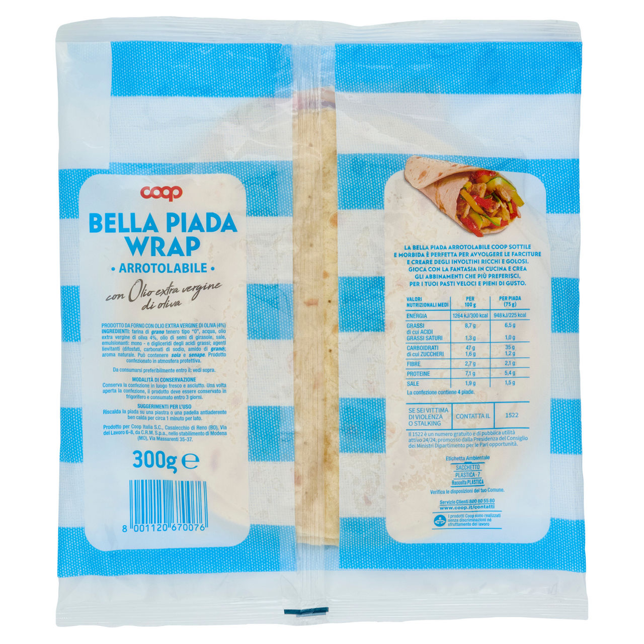 Piadina wrap con olio extravergine d'oliva pz 4 coop flow-pack g 300 - Immagine 51