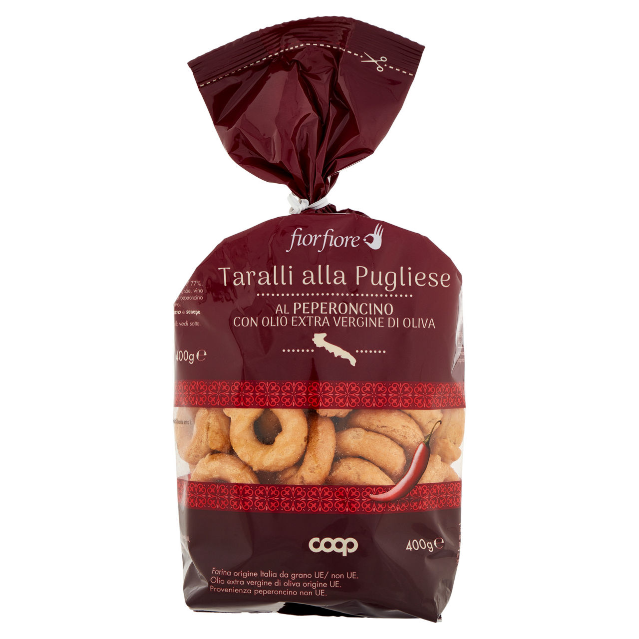 Taralli alla pugliese al peperoncino con olio extra vergine di oliva 400 gr