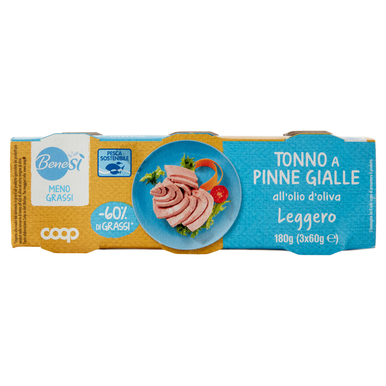 Tonno leggero olio oliva bene sì coop g 60 x 3 - Immagine 01