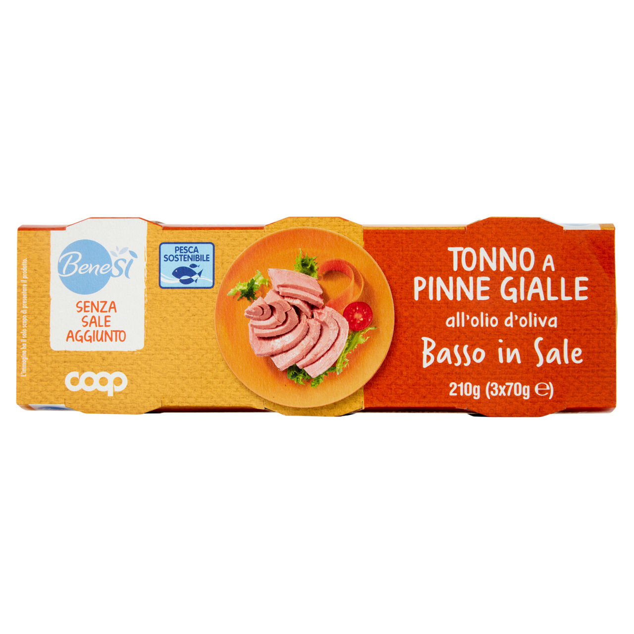 Tonno a basso contenuto di sale olio oliva bene sì coop g 70x3 - Immagine 01