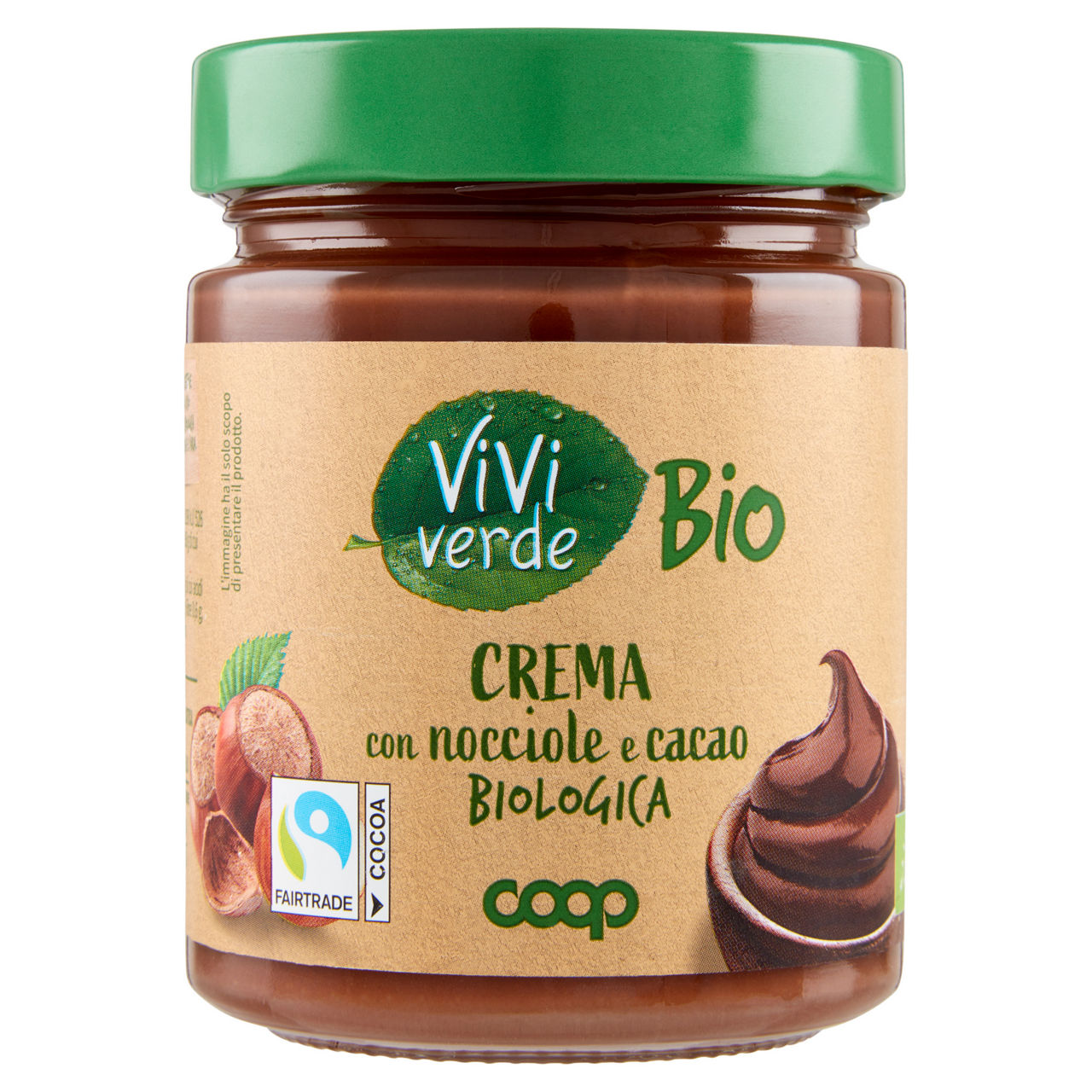 Crema spalmabile bio con nocciole e cacao fsi vivi verde coop vaso gr. 330 - Immagine 01