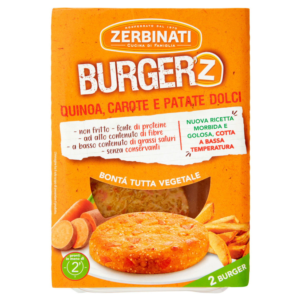 Burger di quinoa carote e patate dolci 2 pz da 80 gr