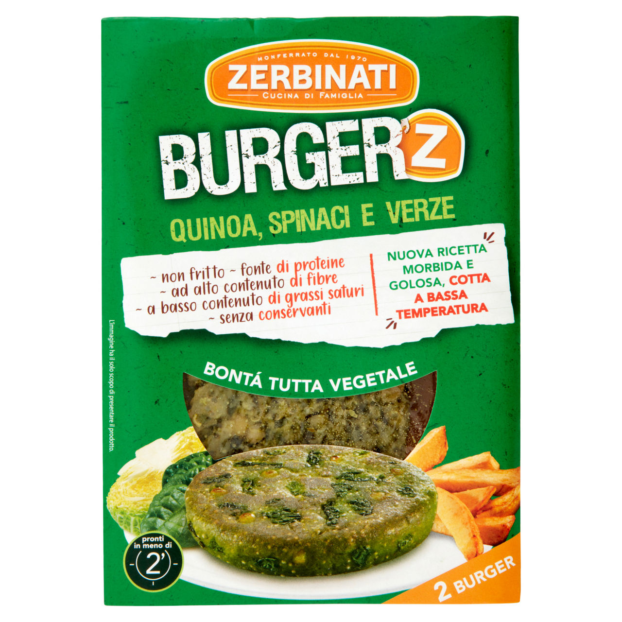 Burger vegetali di quinoa spinaci e verze 2 pz 160 gr