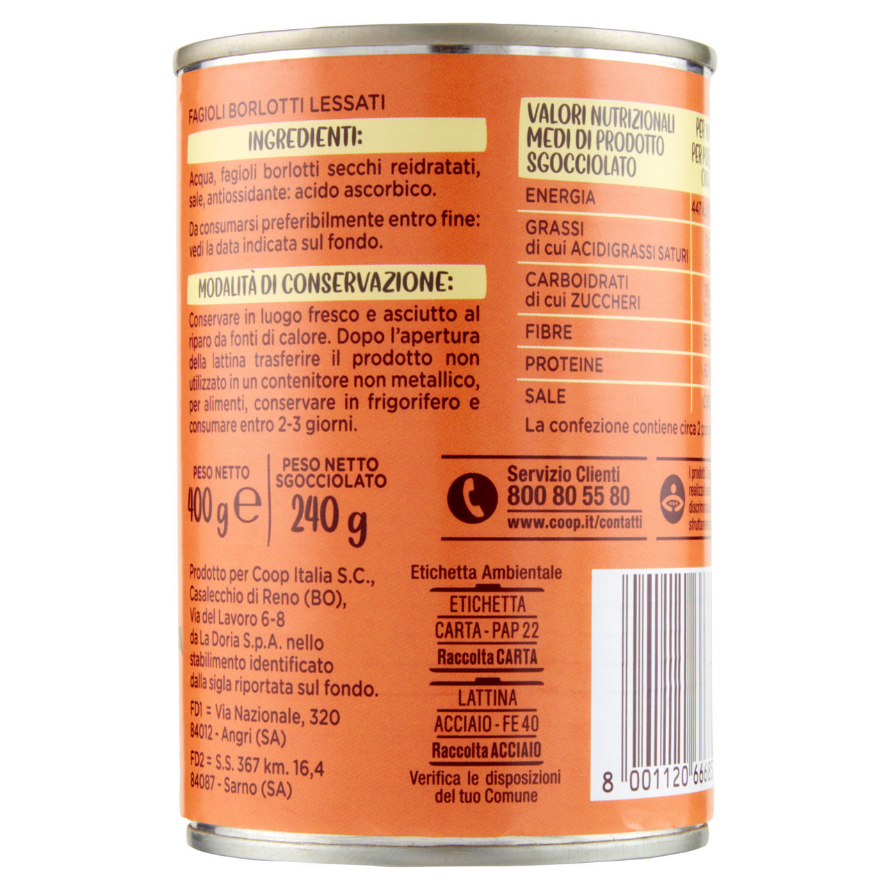 Fagioli borlotti gli spesotti coop latta g400 sgocc.g240 - Immagine 41