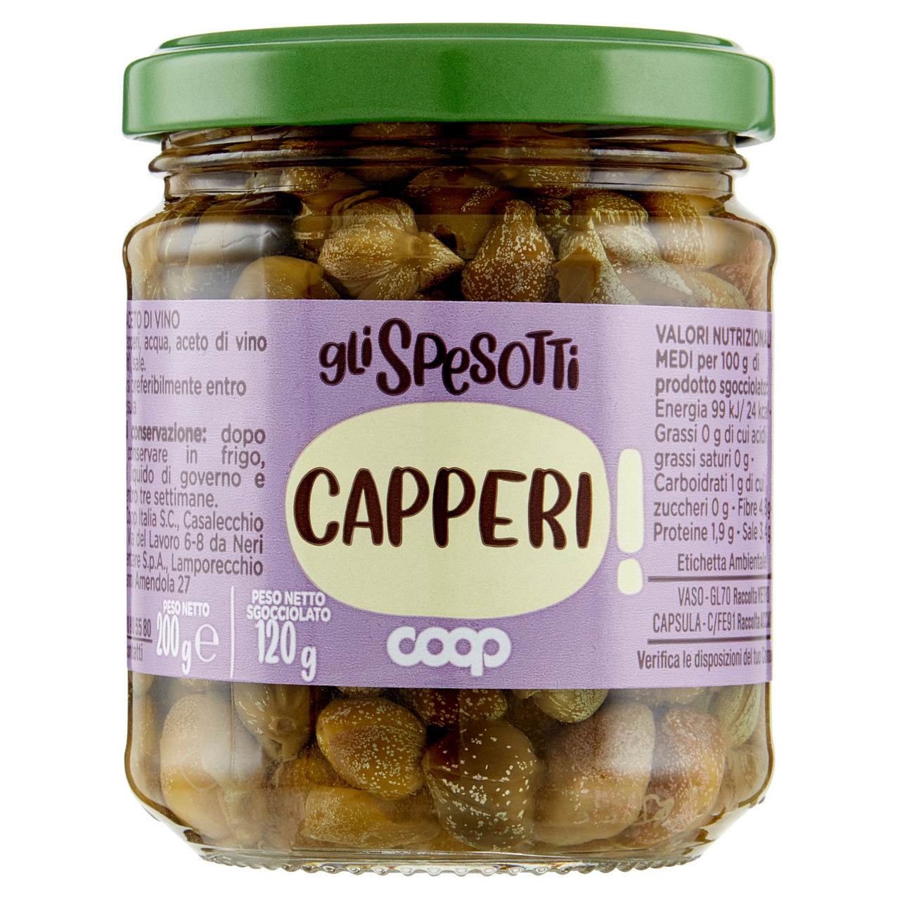 Capperi all'aceto gli spesotti coop vaso vetro g200