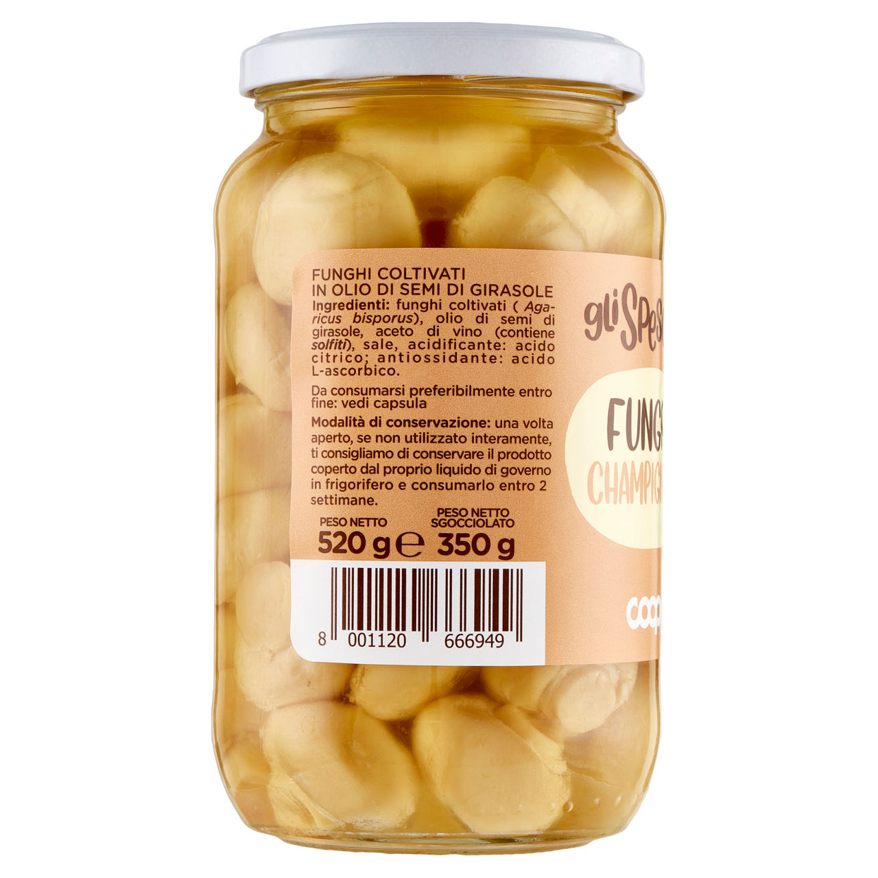 Funghi champignon in olio di semi di girasole gli spesotti coop g520 - Immagine 41