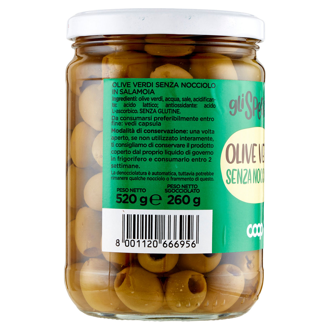 Olive verdi senza nocciolo in salamoia gli spesotti coop g520 sgocc.g260 - Immagine 11