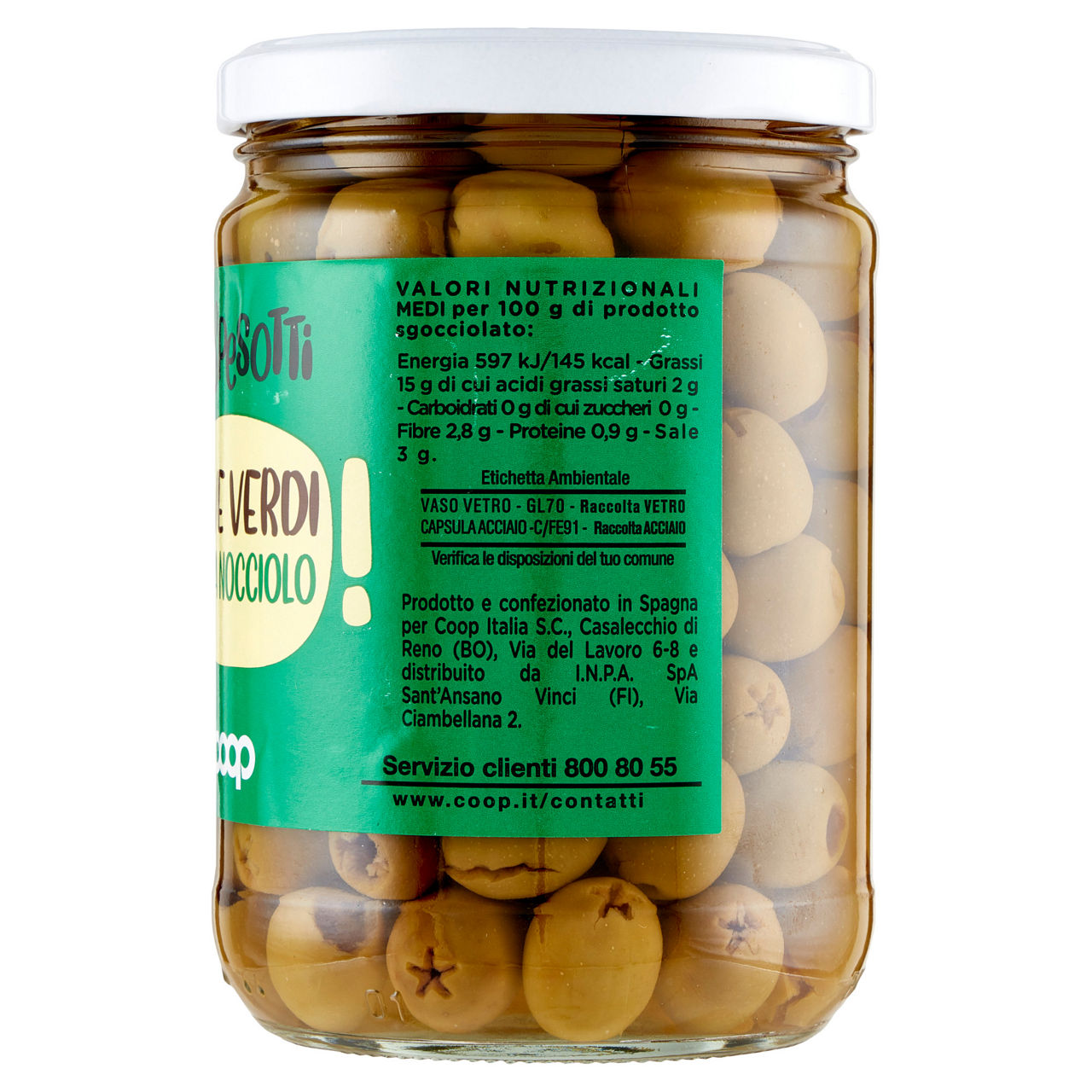 Olive verdi senza nocciolo in salamoia gli spesotti coop g520 sgocc.g260 - Immagine 31
