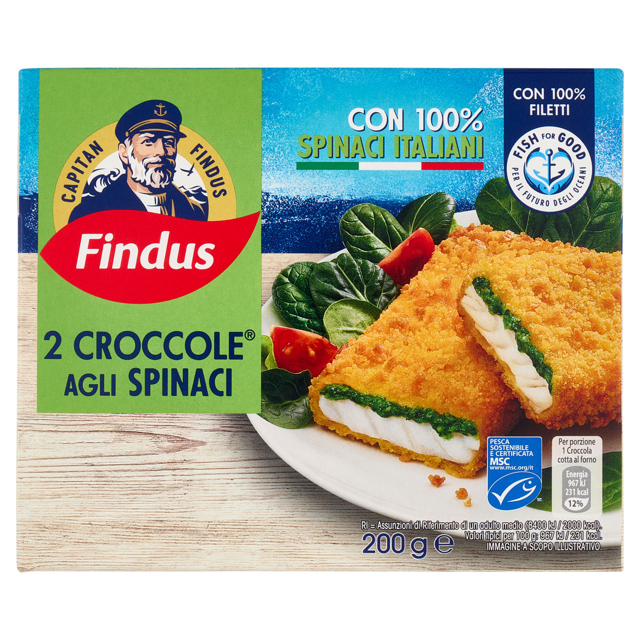 Croccole di merluzzo d'Alaska agli spinaci surgelate 200 gr - Immagine 01