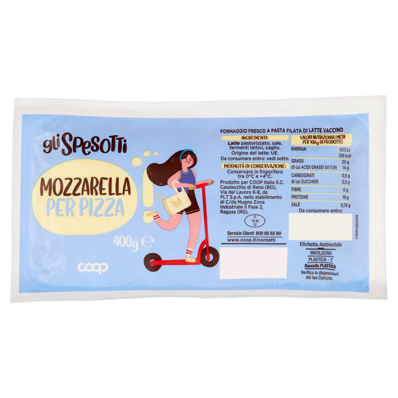 Mozzarella per pizza 400 gr - Immagine 01